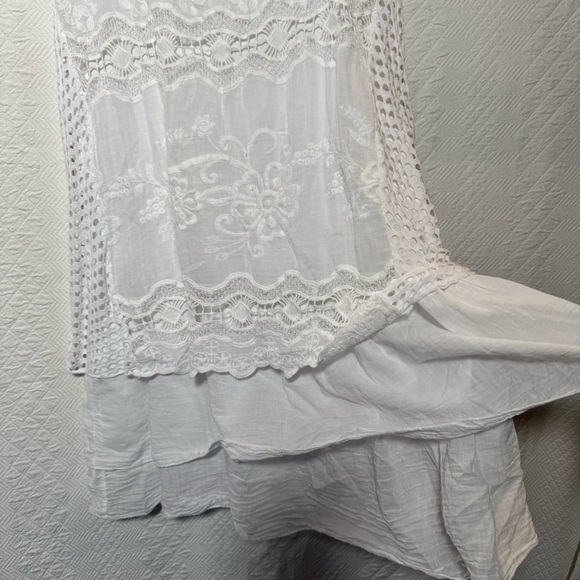 Christina Vergani Mini Sun Dress Cotton White Lace Embroidered Small Italy Cool - Picture 8 of 9